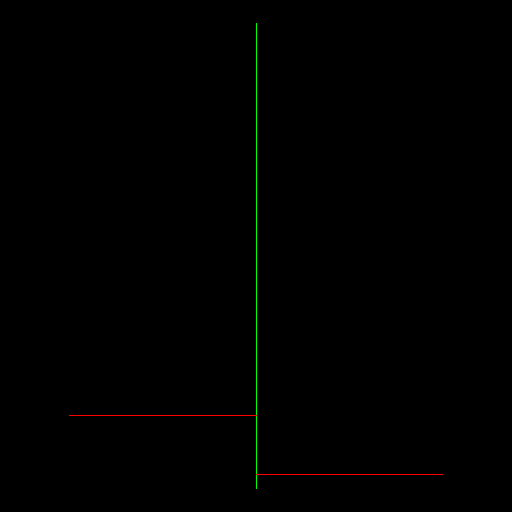 My art begins with a vertical line through the center of the screen. Two horizontal lines of this length branch off from this long one (from a random point along the longer line, and randomly to either the left or right). This continues for the inputted value of increasingly smaller lines.