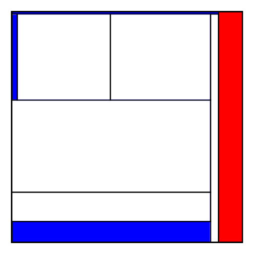 Last Friday I went to the Museum of Modern Art(MoMA) in NYC with my Zee group, and saw great paintings of Pier Mondrian, a Dutch painter. Programming was hard at first, but when I arbitrarily decided to use an x-y plane and variables that governed each rectangle, I felt the rest of it was fast. The StdRandom API was useful in generating random lines and colors.