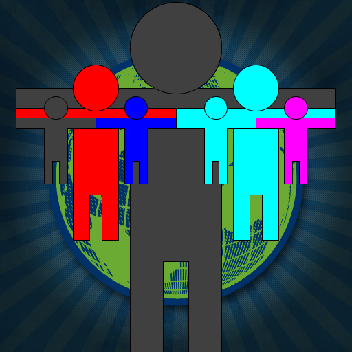 My artistic creation draws the hand-holding paper dolls that children make. Each doll is a series of polygons with a circle for a head, and outlined with black lines. The background is an image of the earth from http://alexchristian.com/blog/vote-earth-iphone-app.
