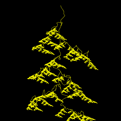 For my art.java, I wanted to simulate a Lichtenberg figure (basically a lightning bolt etched in an insulator). Lichtenberg figures are an instance of diffusion-limited aggregation, which amounts to Brownian motion in its simplest form. I basically combined a lightning bolt-esque tree function with an adapted version of the Brownian.java program. This resulted in a recursive function nested within a recursive function. Art.java starts looking fairly accurate at around N = 5 and can be tweaked via some of the program's internal parameters.