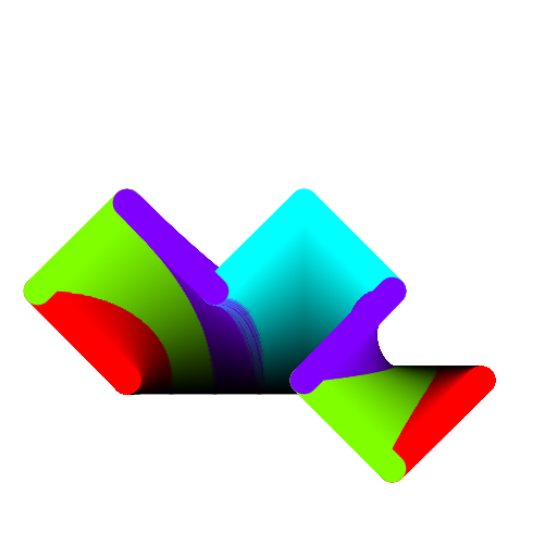 I based my fractal on the dragon curve. I used recursive function calls. After reading about fractal dimension, I made that a parameter and adjusted the other variables to change so that the fractal was still connected no matter what level. I was going to make it animate as the dimension increased but I forgot to clear the screen after each frame and I discovered it actually looked very interesting. I made a lot of adjustments so that the lines moved smoothly (originally they moved very quickly at first, then slowed). Finally, I added color.