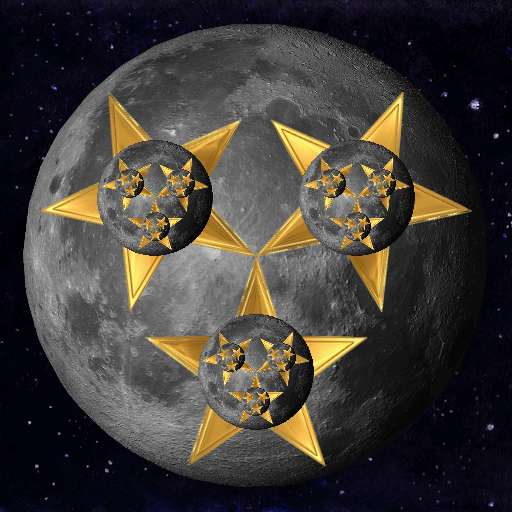 My Art program displays a background of space, and then recursively draws the moon with three stars inside (and then the moon and three stars inside each star, etc.). I wrote the program by creating a method to display a picture of the moon, and a method to display a picture of a star. I then designed the call structure so that the moon and star method were mutually recursive. The image files themselves are from the internet. I edited them to better fit my purposes (scaling and size).