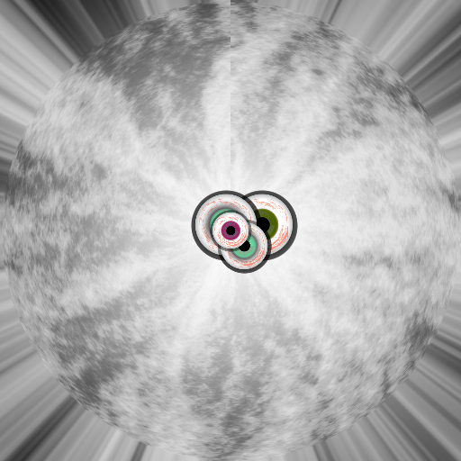 My goal was to achieve a seemingly random distribution of eyeballs that grow larger as they are rendered further into the foreground. I call this the