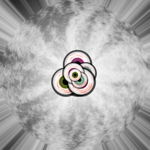 My goal was to achieve a seemingly random distribution of eyeballs that grow larger as they are rendered further into the foreground. I call this the