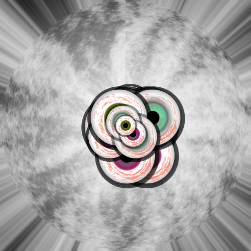 My goal was to achieve a seemingly random distribution of eyeballs that grow larger as they are rendered further into the foreground. I call this the