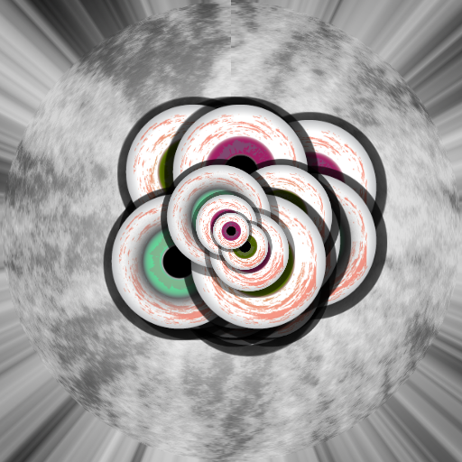 My goal was to achieve a seemingly random distribution of eyeballs that grow larger as they are rendered further into the foreground. I call this the