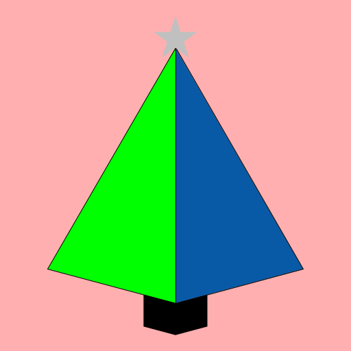 I found a lot of 3D patterns and so I decided to go for 3D Sierpinski pyramids. When that part was finished, I thought it looked like a Christmas tree. And so I went on to add the tree trunck and alternating lights and star.