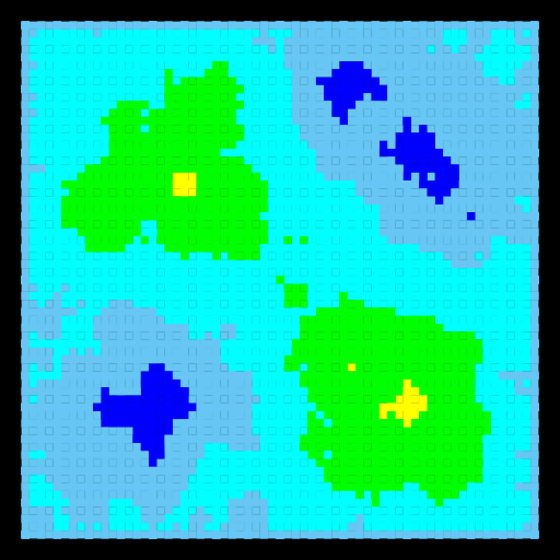 I started by making a random 3D terrain generator but StdDraw3D is not allowed for this assignment, so I just took the same code to make a 2D random terrain generator. The recursion at the heart of it is a modified version of plasma cloud generator. The randomness comes from the Brownian Bridge code. The color of each square corresponds to the typical colors used on a map to denote elevation and breaks the third coordinate (default at 0-1) into ten segments divided by these colors. This 2D version essentially draws a paper map of what that 3D environment would've looked like. You could change the color function to make a cloud too.