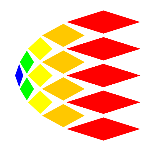 I originally began by attempting to do a spiral out of squares. After playing with the recursion, I found a cool way to get the squares to become parallelograms and get closer and closer together by using exponentials. With these tools, I thought about my colors (I had decided from the beginning to use ROYGBIV), and imagined an egg shape. The final product looks like an Easter egg, which is appropriate for the upcoming holiday!
