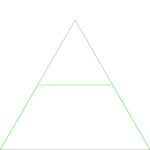This is Sierpinski's arrowhead curve. I first found it on the checklist for this assignment, and I was amazed to see that a pattern resembling Sierpinski's Triangle emerges from something that starts out so differently, so I wanted to see if I could write the code for it.