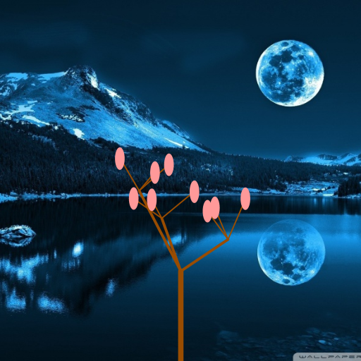 I saw many fractal designs that resulted in trees and was inspired by a recent show I watched to create a sakura tree (cherry blossom tree) using recursion. My code draws a trunk that grows into 3 branches, that each grows into 3 other branches, and so on. When the order of recursion hits the base level, another method is called to draw pink petals on these topmost branches. I also implemented a few details that I believe contribute to the aesthetic appeal of the image produced. The thickness and size of branches are controlled to give a more natural look to the image; the direction of the new branches are random in an allowed interval; the size and amount of petals are inversely proportional. I also scaled the canvas to give the pink circles an apparent oval look (although they aren't really ovals) to give a feeling of hanging leaves.