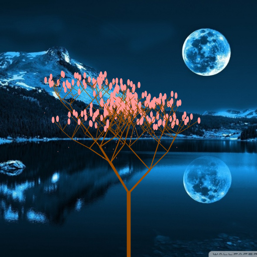 I saw many fractal designs that resulted in trees and was inspired by a recent show I watched to create a sakura tree (cherry blossom tree) using recursion. My code draws a trunk that grows into 3 branches, that each grows into 3 other branches, and so on. When the order of recursion hits the base level, another method is called to draw pink petals on these topmost branches. I also implemented a few details that I believe contribute to the aesthetic appeal of the image produced. The thickness and size of branches are controlled to give a more natural look to the image; the direction of the new branches are random in an allowed interval; the size and amount of petals are inversely proportional. I also scaled the canvas to give the pink circles an apparent oval look (although they aren't really ovals) to give a feeling of hanging leaves.