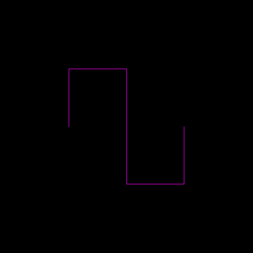 For my creation, I drew a variant of the Koch quadratic type 2 curve. My algorithm works regardless what the start and end points are. Although it cannot be seen here, I modified the original Koch curve algorithm so that the image looks like it is traced out from start to finish, rather than recursively drawn. I did this by only having the last level of recursion actually draw anything. Although each unit in the drawing is actually not connected to the other ones, at greater N the final drawing looks more and more like one big line. Finally, I randomized the colors of each unit, making it look cooler.