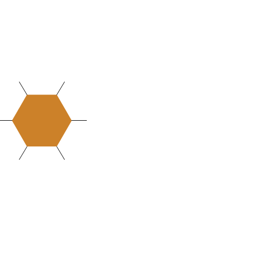 My artistic creation consists of a recursive drawing of a hexagon with six lines emanating from its six vertices connected to three smaller hexagons via the three lines on the right. I used geometry to figure out where to place the vertices. It turns out that at a depth of around 7, my art produces a Sierpinski triangle as a result of the overlapping hexagons.
