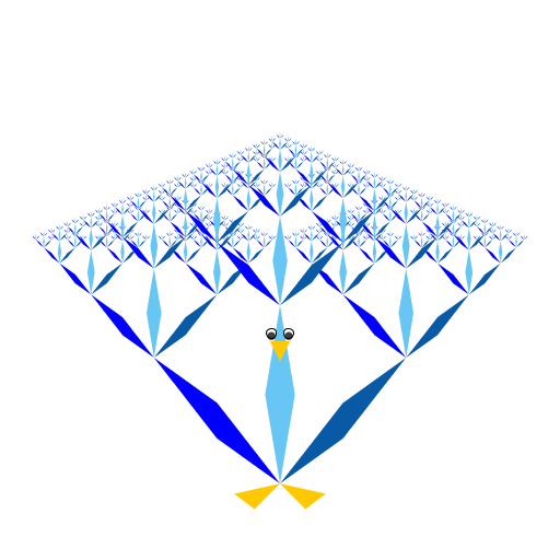 My program uses recursion to draw the pattern and layering of a peacock's feathers and adds the body (beak, eyes, and feet). I used trig to create the design of the feathers and to figure out how to adjust my code so that the true overall shape of the peacock's feathers maintained a particular shape once I began the overlapping to create the layers of feathers, while staying in proportion to the peacock's original body size. The higher the recursion, N, the more dense the layering of the feathers.