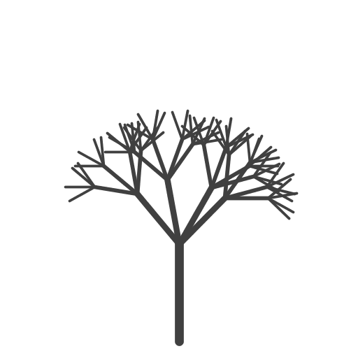 I've drawn a cherry-blossom tree. My program adds a method to draw blossoms at the end of all branches -- but it only calls this method when the tree has many little branches so that we can consider the tree to be