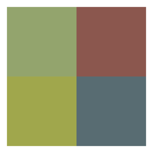 I took my inspiration from the book's vague description of how make a plasma cloud. The program repeatedly averages colors at the corners of the square and assigns this color, offset slightly, as a center color to determine the colors of the corners of smaller squares inside. At the base case, it draws these squares based on an average of the corners.
