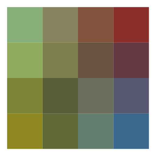 I took my inspiration from the book's vague description of how make a plasma cloud. The program repeatedly averages colors at the corners of the square and assigns this color, offset slightly, as a center color to determine the colors of the corners of smaller squares inside. At the base case, it draws these squares based on an average of the corners.