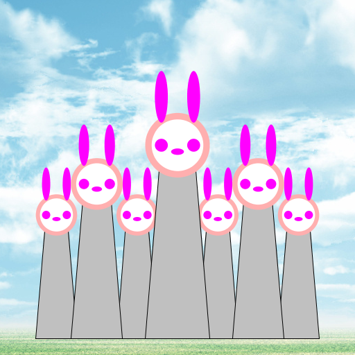 The idea of creating many funkybinnies first came from my idea of drawing disco bunnies, however, I could not find a nice disco background so I tried to put the bunnies against a pieceful grass background that I already had on my computer and it looked very nice so I changed my idea to peaceful funkybunnies insted. I changed the order of function calls so that the big bunny is drawn in frontof the small bunnies.
