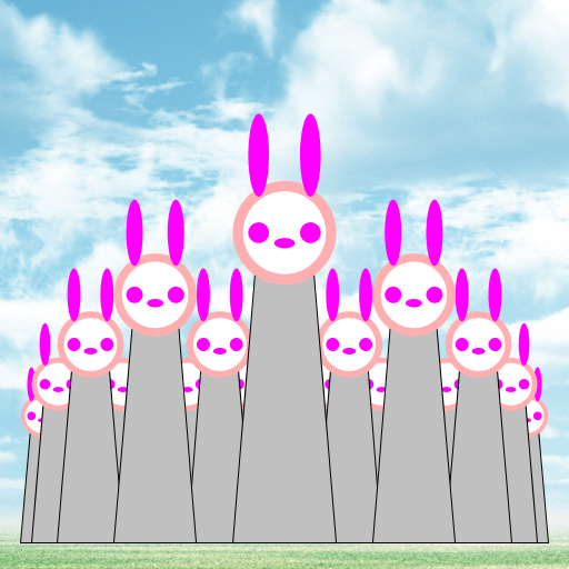 The idea of creating many funkybinnies first came from my idea of drawing disco bunnies, however, I could not find a nice disco background so I tried to put the bunnies against a pieceful grass background that I already had on my computer and it looked very nice so I changed my idea to peaceful funkybunnies insted. I changed the order of function calls so that the big bunny is drawn in frontof the small bunnies.
