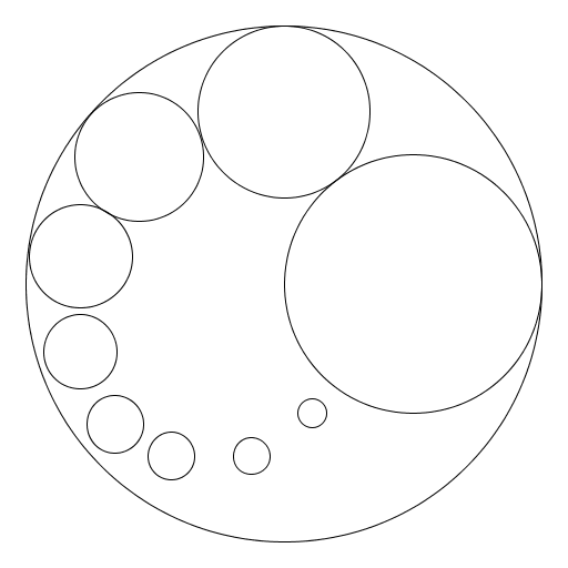I made a fractal out of nine circles inscribed within a larger circle.