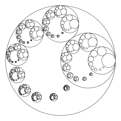 I made a fractal out of nine circles inscribed within a larger circle.