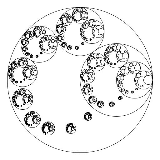 I made a fractal out of nine circles inscribed within a larger circle.