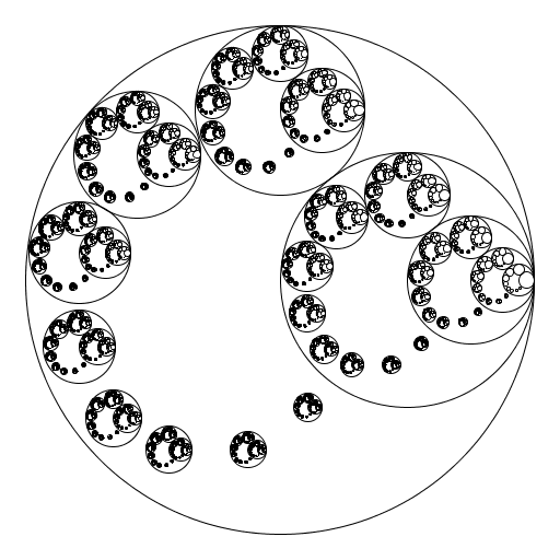 I made a fractal out of nine circles inscribed within a larger circle.