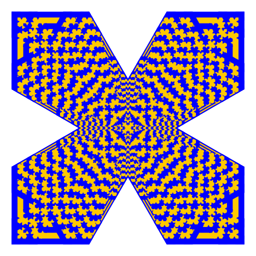 This program is based on the Cesaro Fractal. It includes two different recursive methods. First recursive method, called littleCesaro, decreases the size of the shape drawn K number of times. K is fixed for this assignment. Each iteration gets smaller by a factor of 1/K. The second recursive method actually draws the fractal. I essentially draw fractals with every number of iterations up to the user specified amount. The fractal iterates by placing an arrow head that is formed by two sides of an equilateral triangle on each line segment drawn. I remembered from class that I could pass and edit an array back and forth between methods so I thought it would work best to fill an array with all the points that I would need to draw, then using the polygon methods.