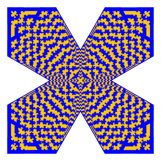 This program is based on the Cesaro Fractal. It includes two different recursive methods. First recursive method, called littleCesaro, decreases the size of the shape drawn K number of times. K is fixed for this assignment. Each iteration gets smaller by a factor of 1/K. The second recursive method actually draws the fractal. I essentially draw fractals with every number of iterations up to the user specified amount. The fractal iterates by placing an arrow head that is formed by two sides of an equilateral triangle on each line segment drawn. I remembered from class that I could pass and edit an array back and forth between methods so I thought it would work best to fill an array with all the points that I would need to draw, then using the polygon methods.