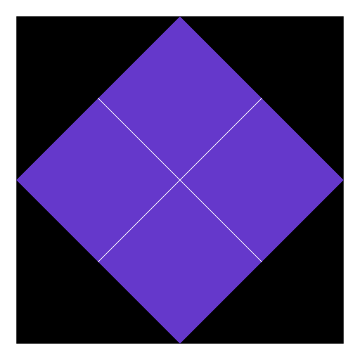 I started by looking at previous student submissions from Spring '12, and Christina Efthimion's design with the tilted squares. I modified the design to make it my own. My artistic creation consists of four squares inside a square with each inner square tilted so that its corners are at the midpoint of the larger square. To produce the program, I made several methods that called each other recursively (indirect recursion). The program starts with one filled square in the regular orientation and calls several different recursive methods to split the square into four parts and create filled tilted squares inside each regular square. The program uses indirect recursion and different methods to make the tilted and regular squares alternate. Finally, I generated random colors to fill in the initial tilted square and the inner regular squares.