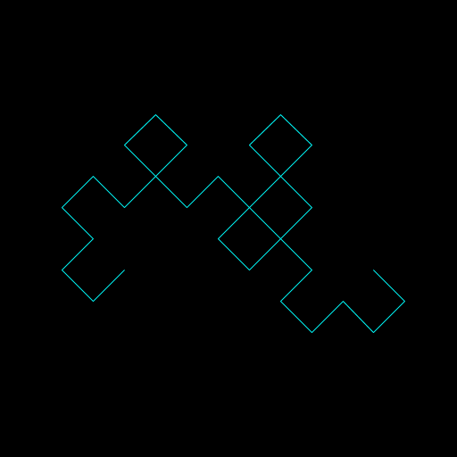 I drew a Heighway dragon curve, which replaces each segment with a right angle and rotates 45 degrees to the left and right, alternatively. I started from Wikipedia's list of fractals. I thought the boundary of the dragon curve looked neat, so I referenced the Wikipedia page to figure out the math behind the rotation and translation. I spent some time playing around with methods that input/output arrays, too. Finally, I doubled the command line argument and changed the colors to make things prettier.