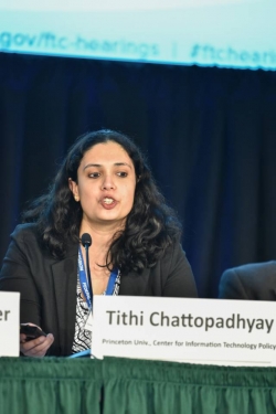 Tithi Chattopadhyay speaking as part of a panel of speakers at the Federal Trade Commission.