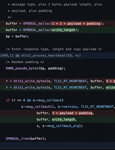 colorful C code on a black background