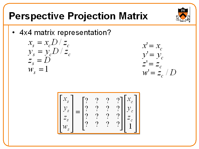 Perspective Projection Matrix
