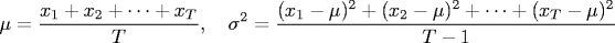 Estimating the sample mean and variance