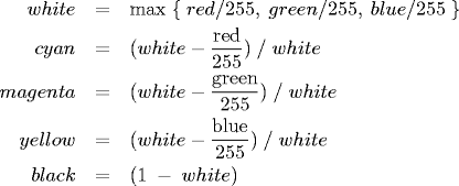 RGB to CMYK formula