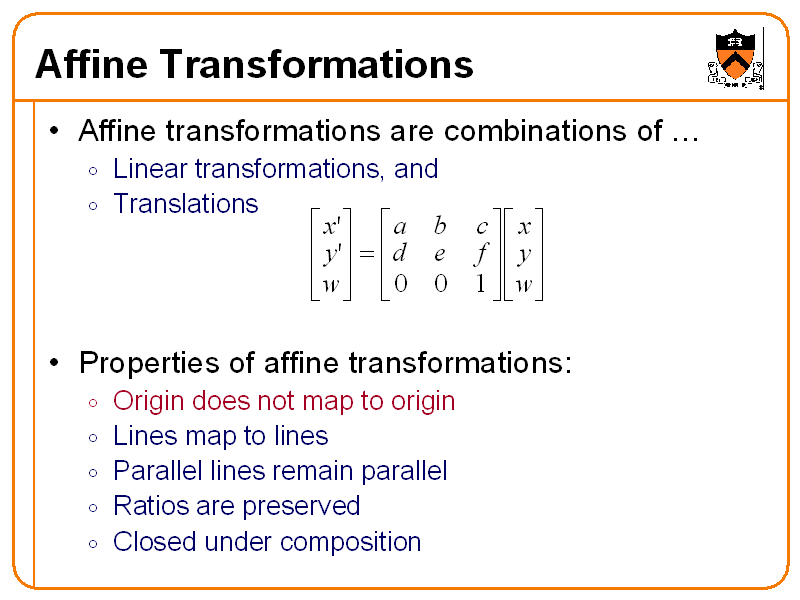 Affine Transformations Affine Transformations