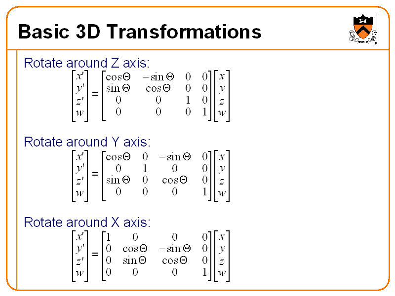 matrix representation of 3d transformation in computer graphics