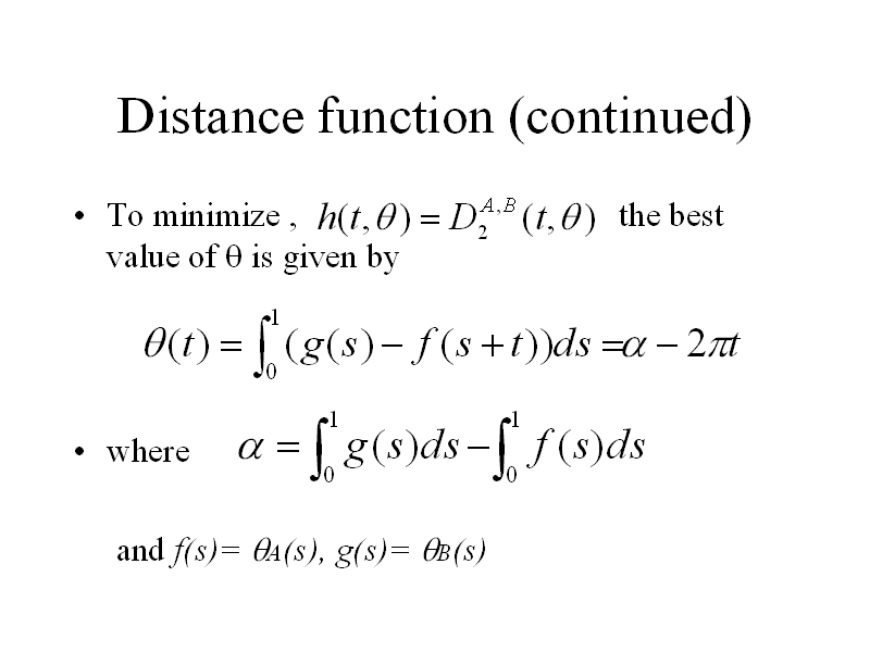 Distance function (continued)