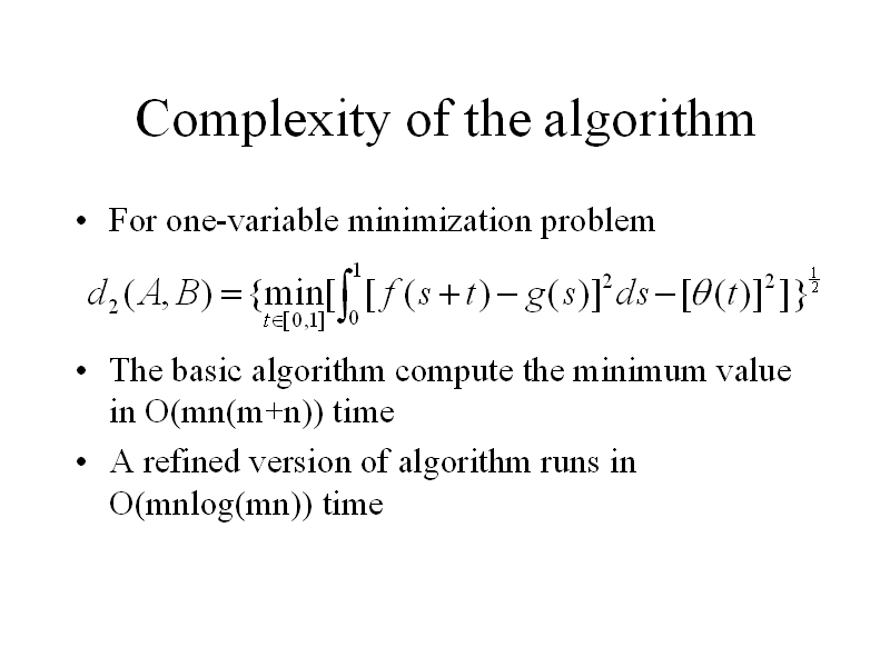 Complexity of the algorithm