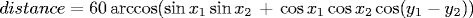 Great circle distance formula