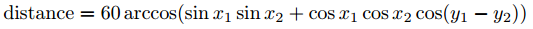 Great circle distance formula