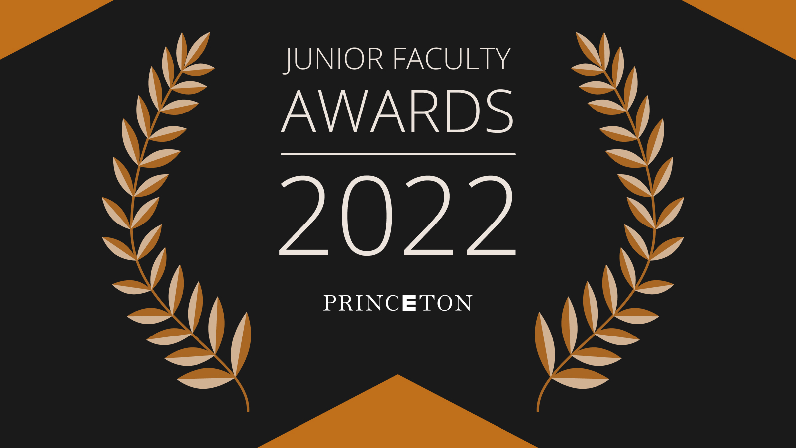 Black and orange graphic with the words \"junior faculty awards, 2022, Princeton\