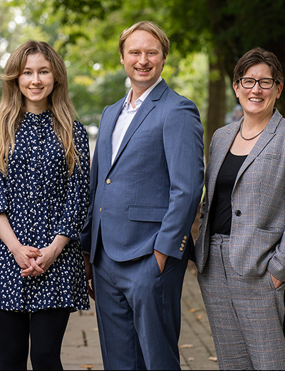 Researchers posed smiling